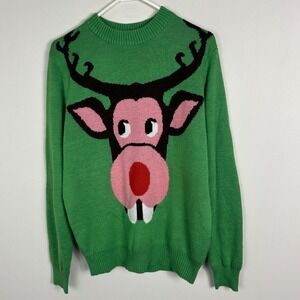 Tipsy Elves Green Sweater‎ Mens Size Large Reindeer Christmas Ugly Novelty Party